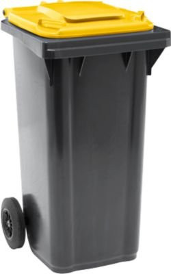 Fahrbare Mülltonne SSI Schäfer GMT eXtra, 120 l, EN 840, schwarz-gelb - Bild 1