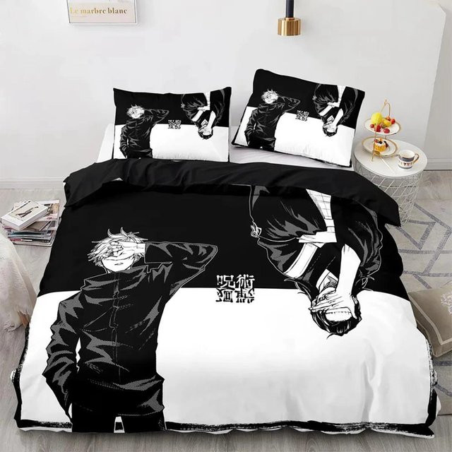 Jujutsu Kaisen Bettwäsche Set mit 3D-Druck in Schwarz, B/H: 180 x 210 cm - Bild 1