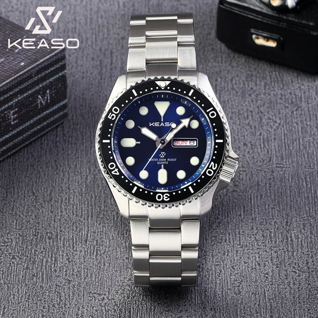 KEASO Armbanduhr, Quarz, Edelstahl, Blau, Saphirglas, Herren - Bild 1