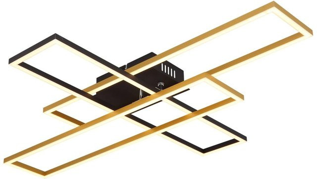 GLOBO LED-Deckenleuchte Dakari in Schwarz und Gold aus Aluminium und Metall, B/H/T: 60 x 9,5 x 80 cm - Bild 1