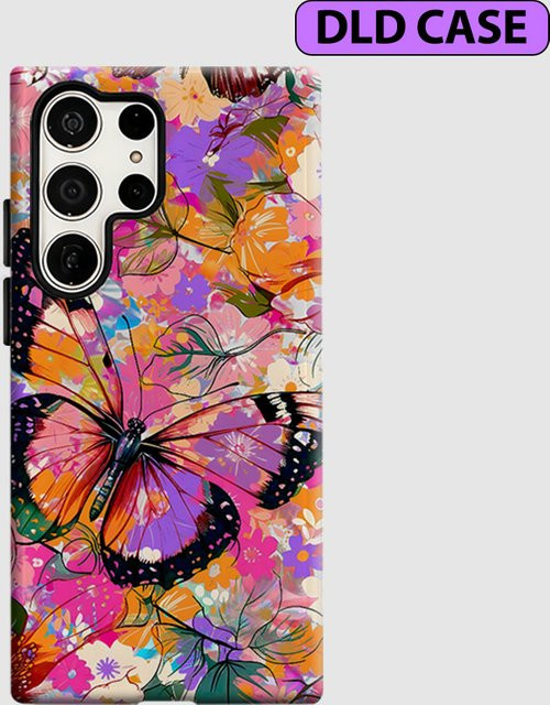 Stoßfeste Samsung Handyhülle mit Schmetterlings-Blüten Design in Multicolour für Galaxy S26 S25 S24 S23 Ultra Plus Android Smartphone - Bild 1