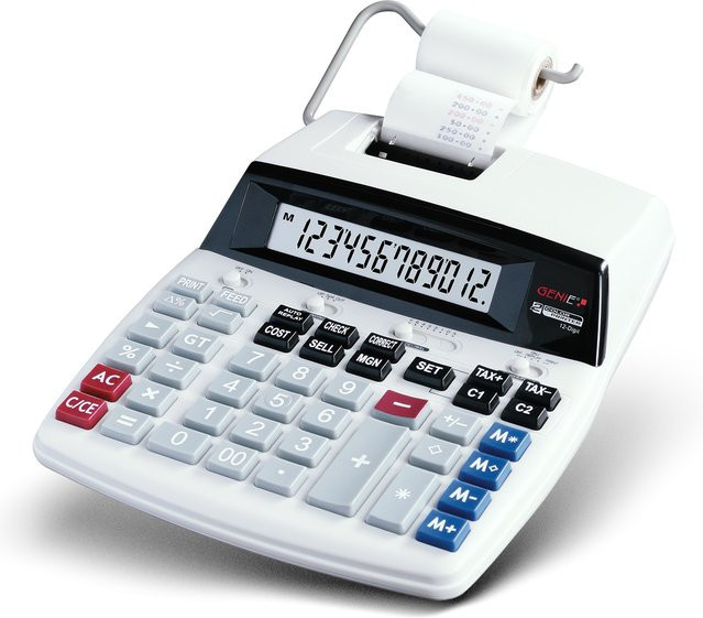 GENIE D69 Plus Druckender Tischrechner Weiß mit 12-stelligen Display - Bild 1