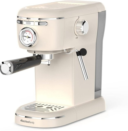 Melchioni 3in1 Siebträgermaschine in Beige mit 15 Bar Druck und 1100W für Kaffeepulver, ESE-Pads und Kapseln