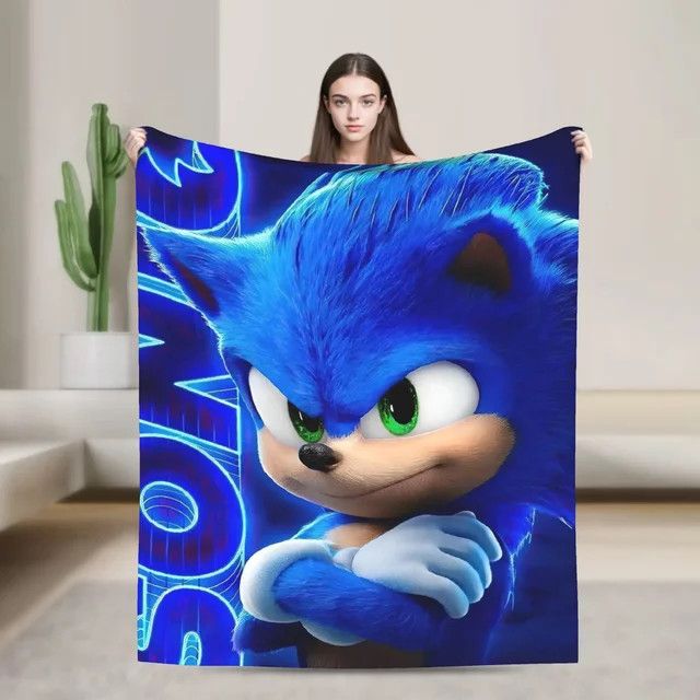 Sonices Hedgehog Decke als weiche Bettwäsche und grafische Tagesdecke für Kinder und Wohnbereiche - Bild 1