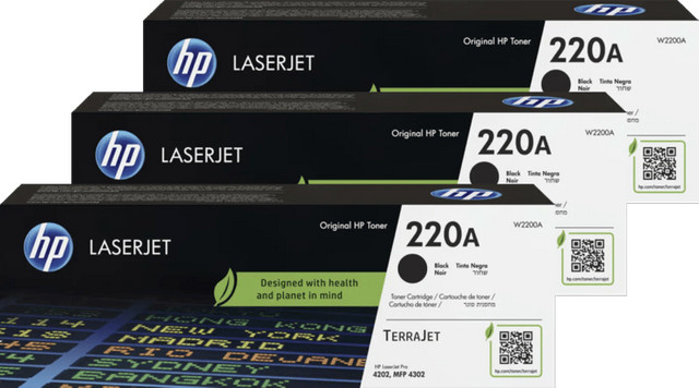 HP 220A LaserJet Toner Schwarz 3er Pack für HP Color LaserJet Pro 4302 - Bild 1