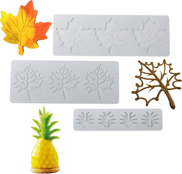 SHENHONG Silikonmatte mit Blatt- und Ahornblatt-Design für Schokolade und Fondant zur Dekoration - Bild 1