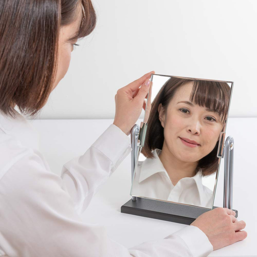 HORIUCHI Tischspiegel Silber mit Facettenschliff und verstellbarem Winkel, Größe M - Bild 2