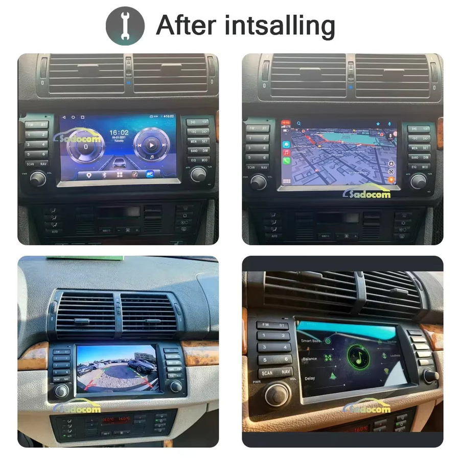 Sadocom Android 14.0 Autoradio mit 8 Zoll Display, 8GB RAM + 128GB Speicher, CarPlay, GPS, WiFi, Bluetooth 5.0 und TPMS für BMW M5 E39 X5 E53 (1995-2007), Schwarz - Bild 2