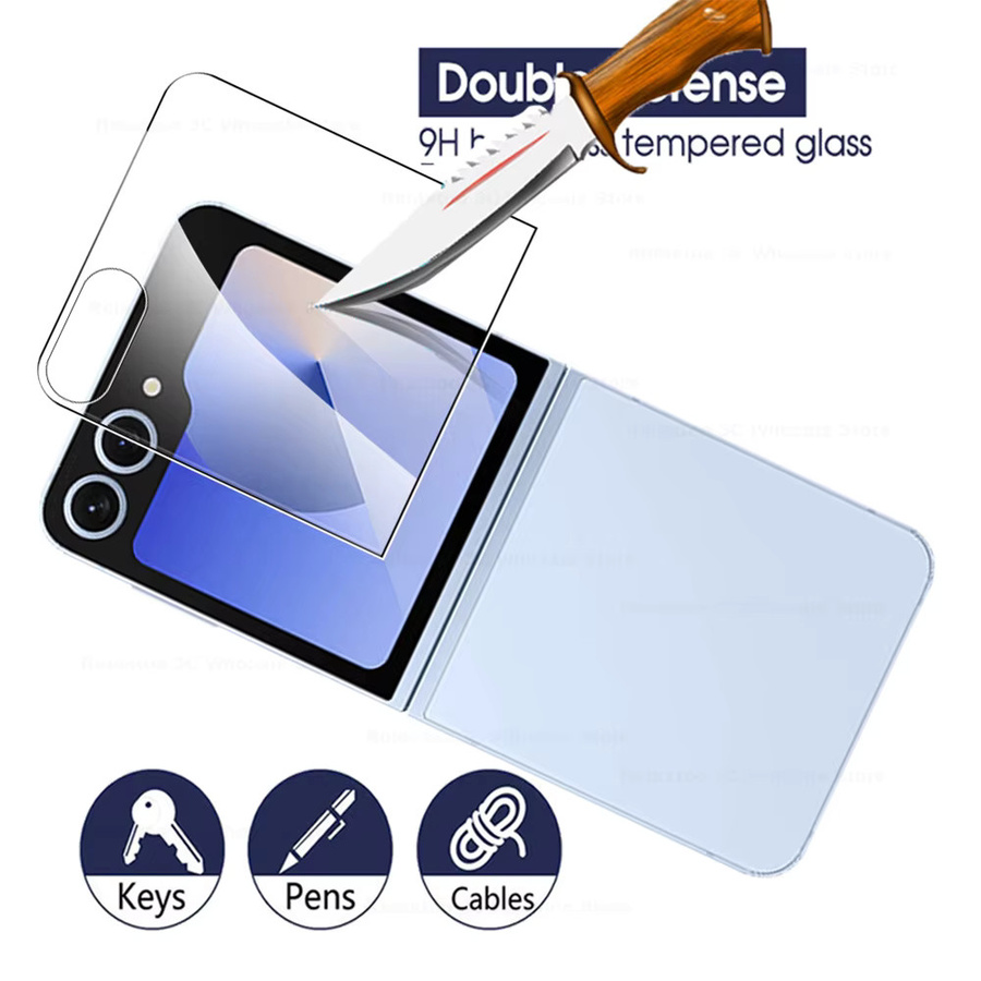 Samsung Displayschutz aus gehärtetem Glas für Galaxy Z Flip 7, 6 und 5, Full Cover mit 9H Härtegrad, transparent - Bild 2