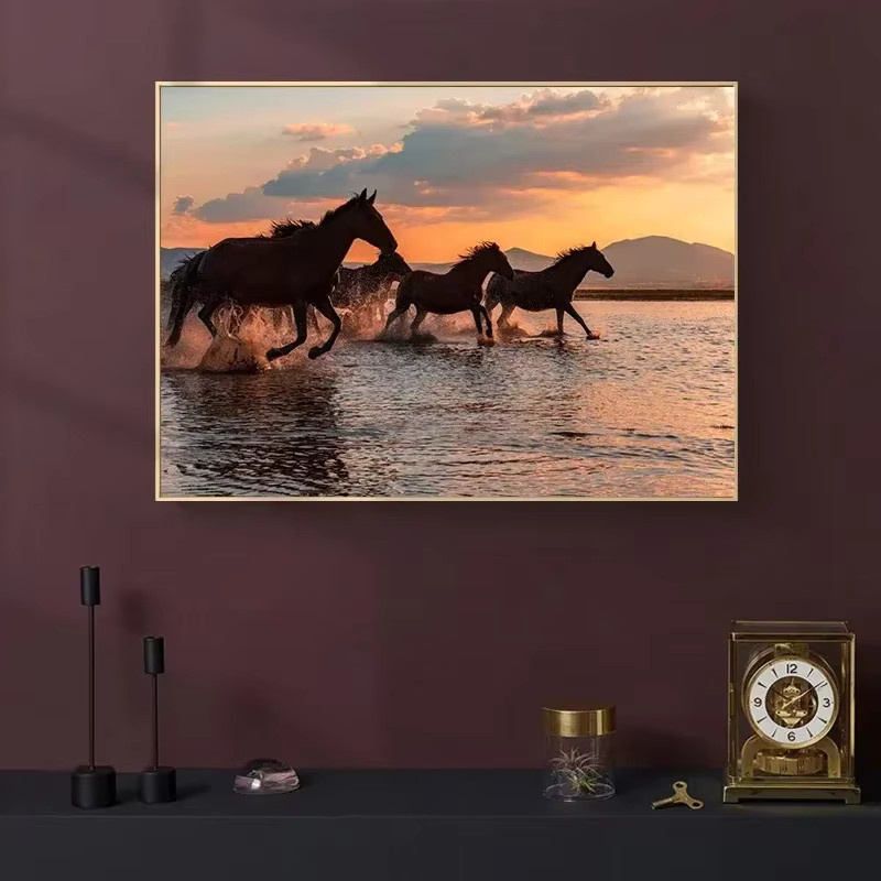 Potdemiel Pferdeposter Wildtier Leinwandbild in Mehrfarbig mit Herbstmotiven für deine Wohnzimmer Dekoration - Bild 4