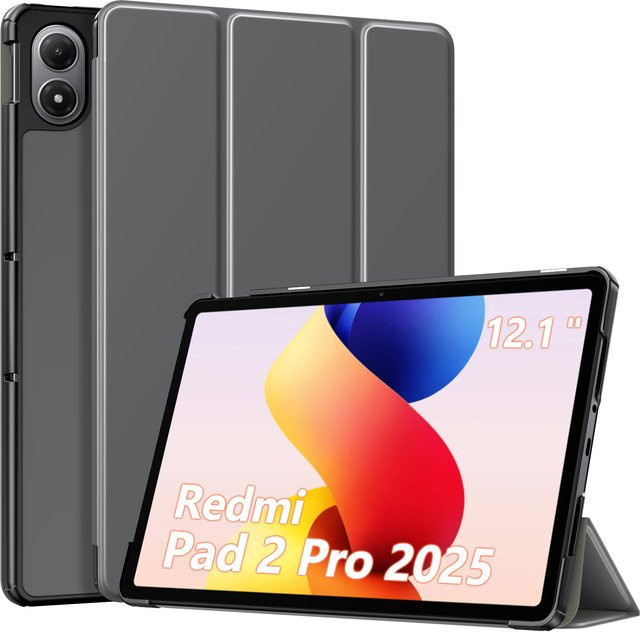 Xiaomi Redmi Pad 2 Pro 12,1 Zoll Hülle in Blau aus PU-Leder mit Smart Trifold Standfunktion und Auto-Schlaf/Aufwach-Funktion - Bild 1