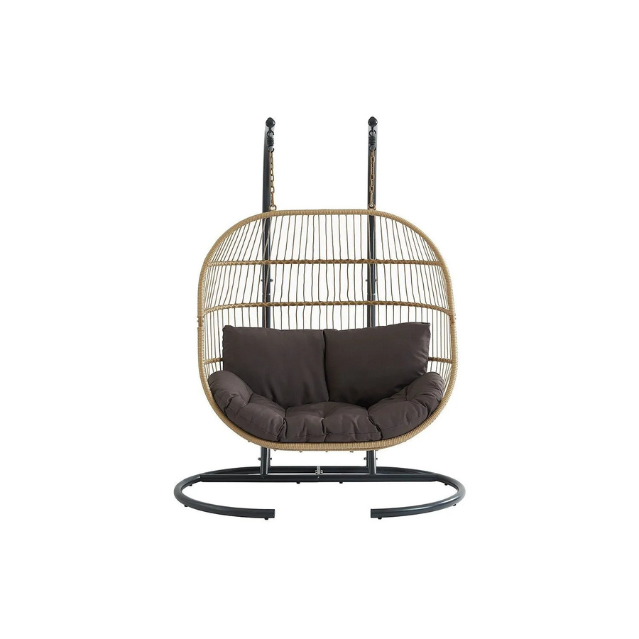 Hängesessel Lissandra von MYLIA aus Polyrattan in Anthrazitgrau und Naturfarben Hell, Höhe: 150 cm - Bild 2