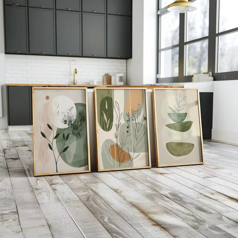 YWDECOR Bohemian Blumen- und Pflanzen-Kunstdrucke auf Leinwand, minimalistische Wandkunst in Beige und Multicolour für dein modernes Wohnzimmer - Bild 3