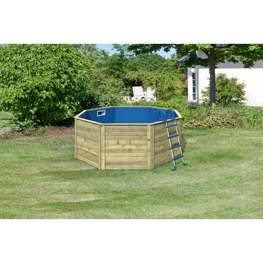 Karibu Massivholzpool Modell X0 in Braun, achteckiger Aufstellpool aus Fichtenholz mit PVC-Auskleidung, B/T/H: 309 x 309 x 111 cm - Bild 2