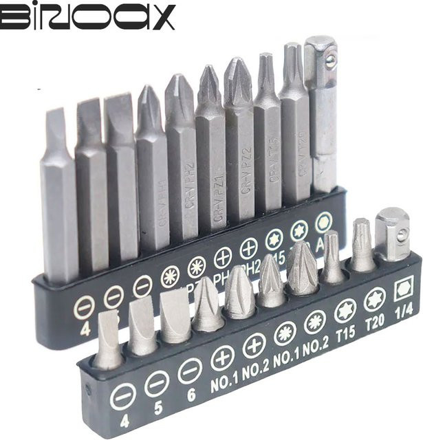 Binoax 10-teiliges Schraubendreher-Bit-Set in Silber mit Schlitz, Torx und Kreuzschlitz Adaptern - Bild 1