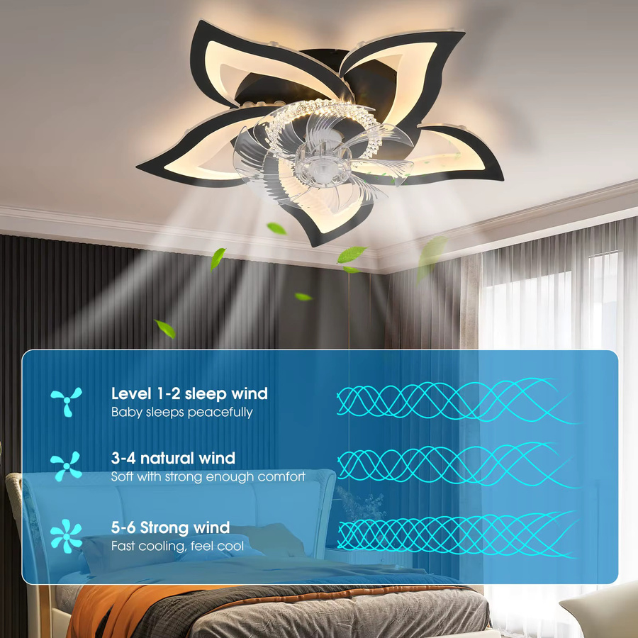 IRALAN LED-Deckenventilator mit Kronleuchter-Design in Weiß, dimmbar, für Wohnzimmer, Schlafzimmer und Küche - Bild 4