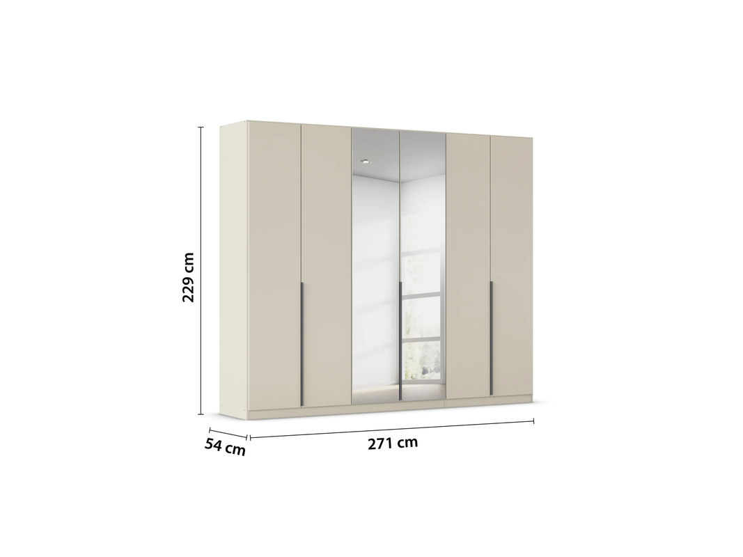 RAUCH Drehtürenschrank Alabama in Beige mit Spiegel und grauen Griffen, B/H: 271 x 229 cm - Bild 3