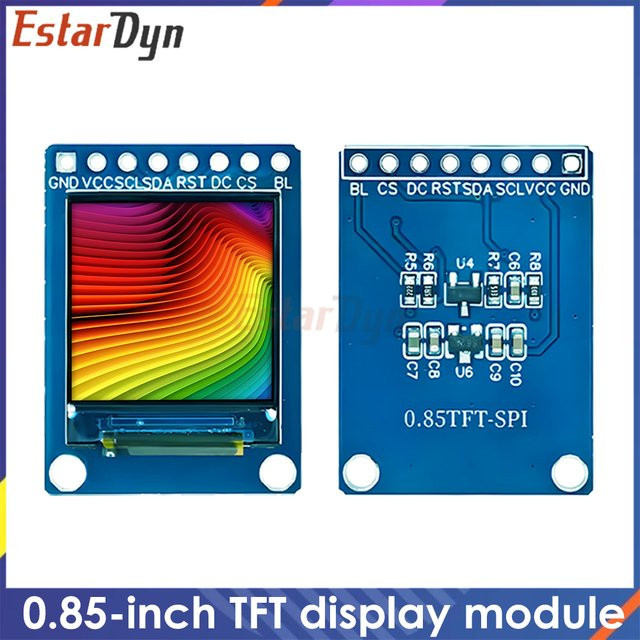 Estardyn Farb-TFT-Anzeigemodul 0,85 Zoll HD IPS LCD-LED-Bildschirm mit ST7735 Controller und SPI-Schnittstelle in Blau, 128 x 128 Pixel - Bild 1