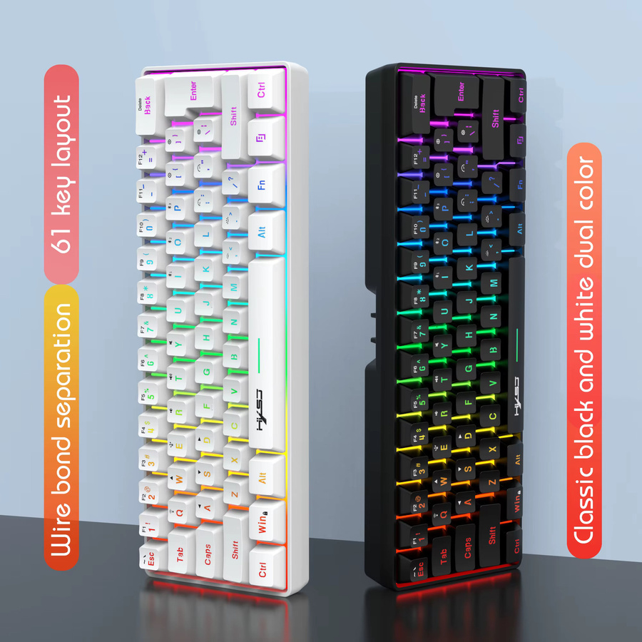 HXSJ L500 Kompakte 60 % Folientastatur in Schwarz mit RGB-Hintergrundbeleuchtung, 3-Modus-Verbindung und Typ-C, wiederaufladbar mit 2000 mAh - Bild 3
