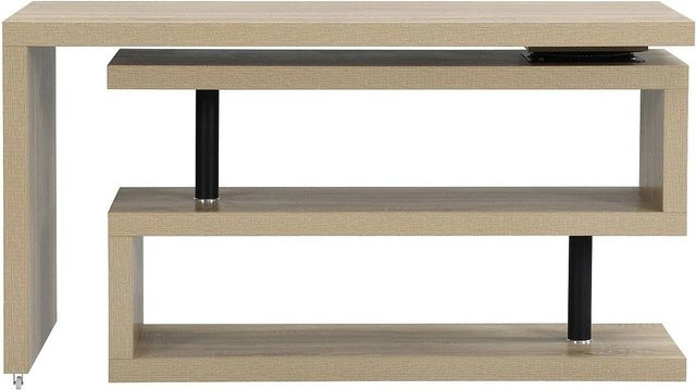 Vente-unique Schreibtisch Nicephore aus MDF in Natur und Beige, erweiterbar mit drehbarer Platte, Breite: 140 cm - Bild 1