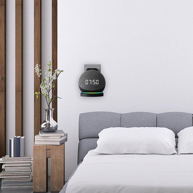 VODOOL Wandhalterung aus Kunststoff für Echo Dot 5 und 4 in Schwarz zur Kabelverwaltung und platzsparenden Aufbewahrung - Bild 1