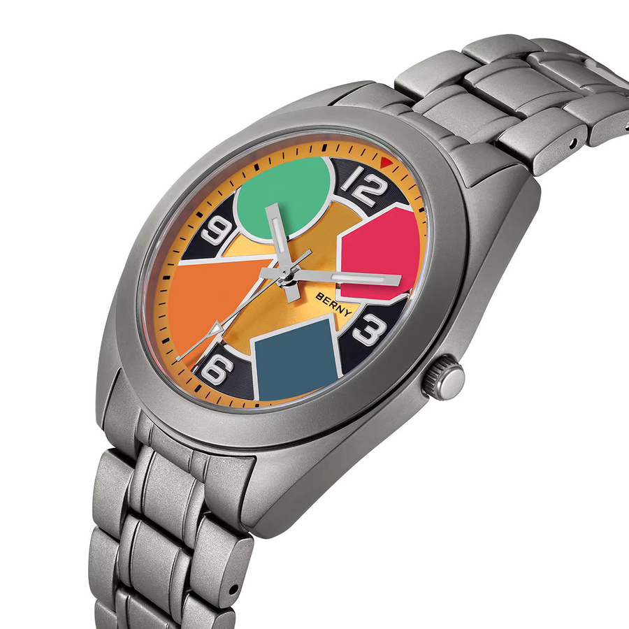 BERNY Armbanduhr Titan, Saphirglas, Textil, Herren, Mehrfarbig - Bild 2