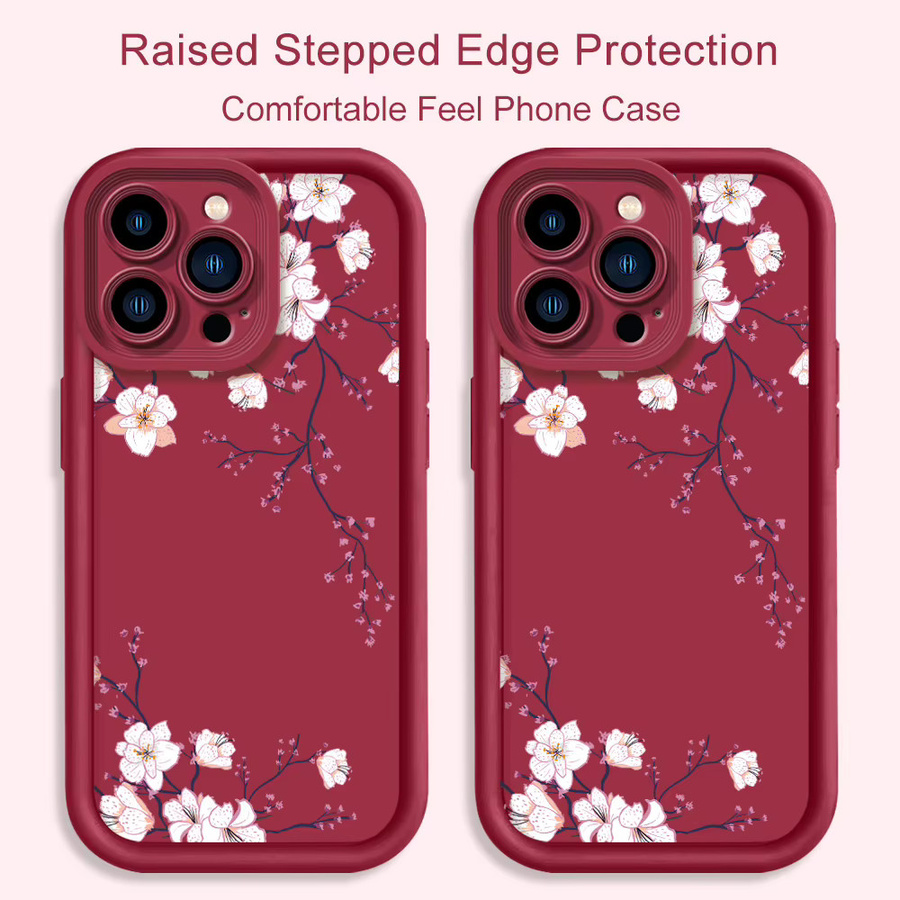 Handyhülle mit Frühlingsblumen für Huawei Honor 600 400 300 200 90 70 Pro Lite Ultra Smart 4G 5G Soft Cover in Schwarz und Rot - Bild 6