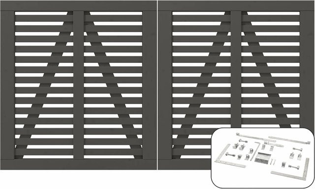 Plus Doppeltor Harmoni aus Nadelholz in Umbragrau B: 200 cm, H: 107 cm - Bild 1