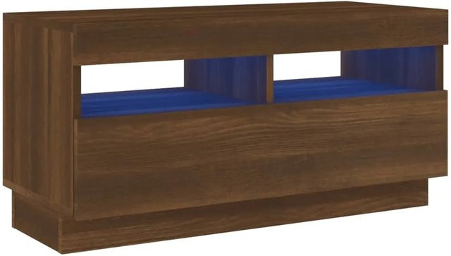 vidaXL TV-Schrank mit LED-Leuchten in Braun Eichen-Optik, B/T/H: 80 x 35 x 40 cm - Bild 1