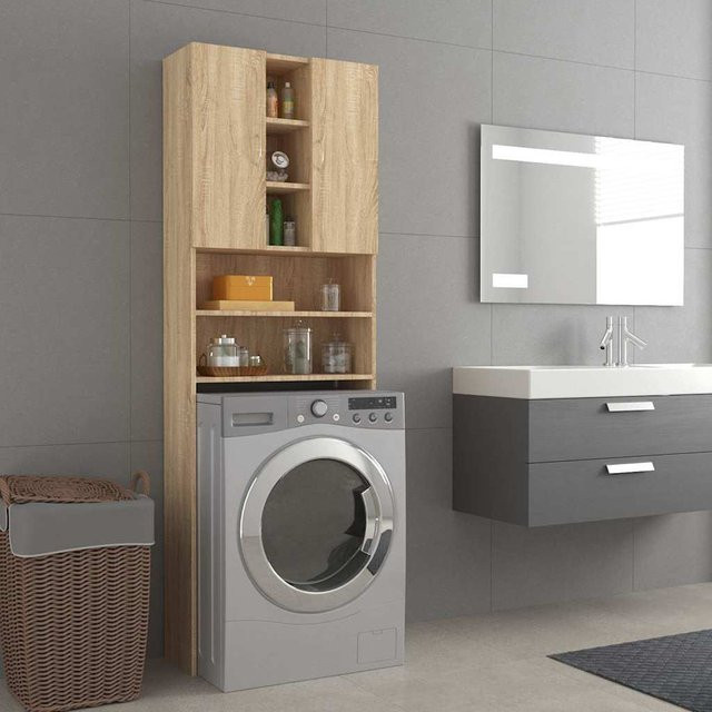 Vidaxl Waschmaschinenschrank in Sonoma-Eiche für das Badezimmer, B/T/H: 64 x 25,5 x 190 cm - Bild 1