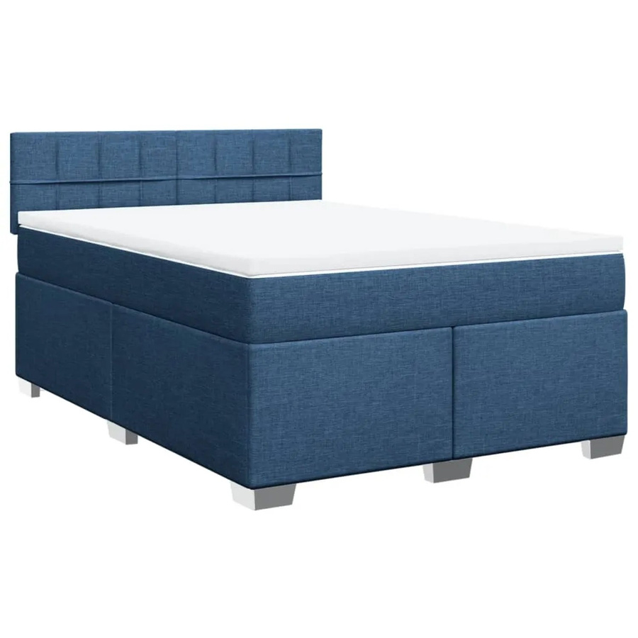 vidaXL Boxspringbett mit Matratze Hybrid-Design in Blau und Weiß, B/T/H: 140 x 200 cm - Bild 2