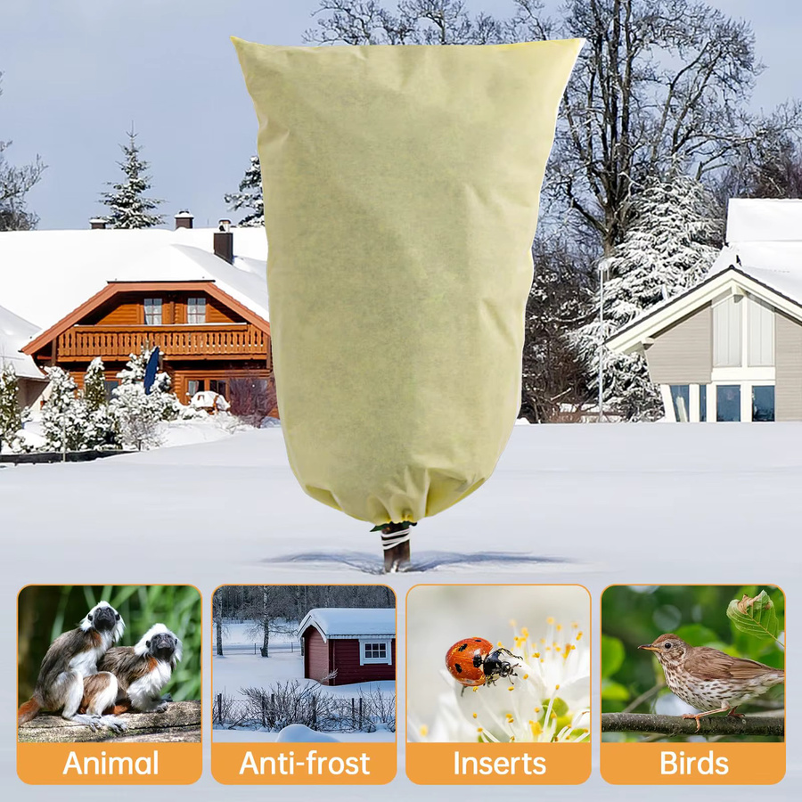 Frostschutz Pflanzenabdeckung mit Reißverschluss und Kordelzug, verdicktes Frosttuch für Pflanzen im Freien, B: 120 cm, H: 80 cm - Bild 3