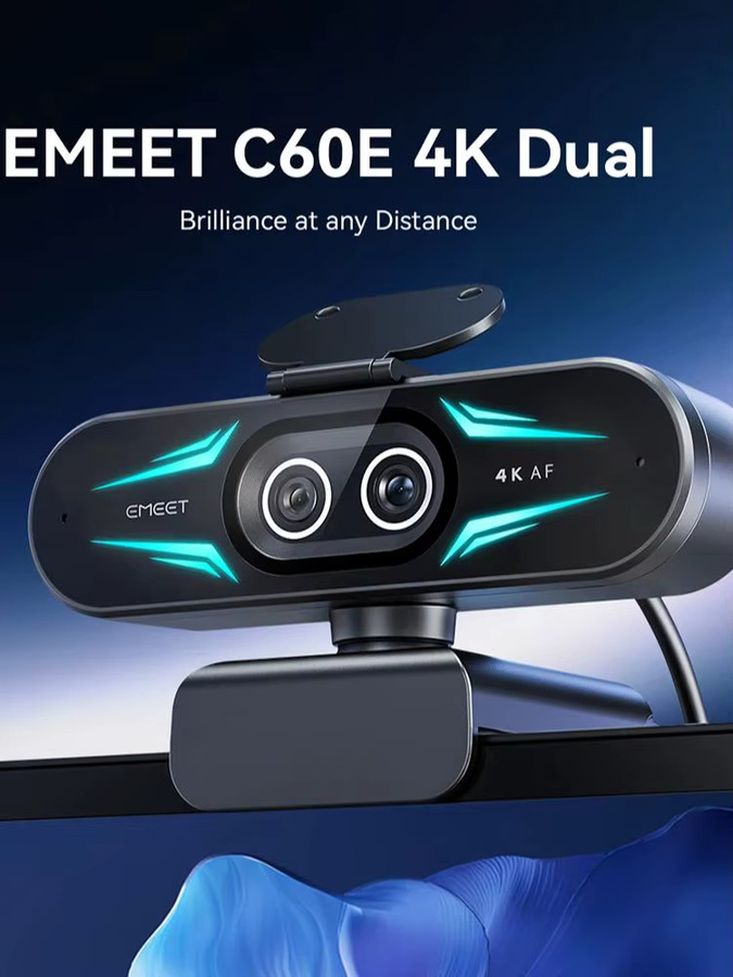 EMEET C60E 4K Webcam mit RGB-Licht und 1080P 60fps für Streaming und Gaming, Schwarz - Bild 6
