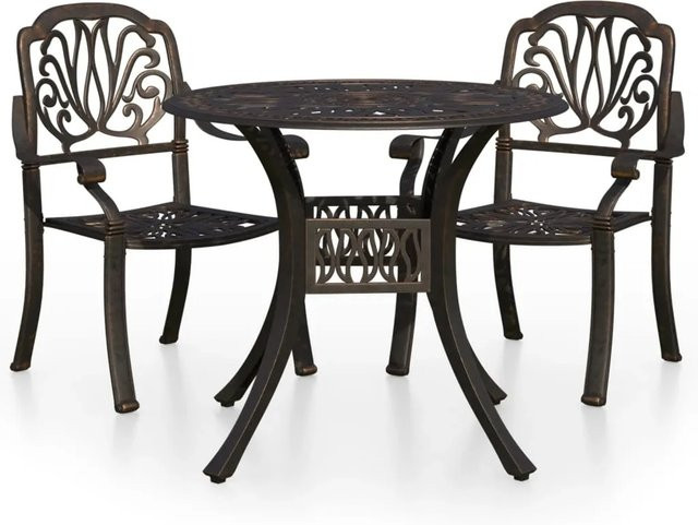 vidaXL 3-tlg Bistro-Set aus Aluminiumguss in Bronze und Braun, Modell 3 - Bild 1