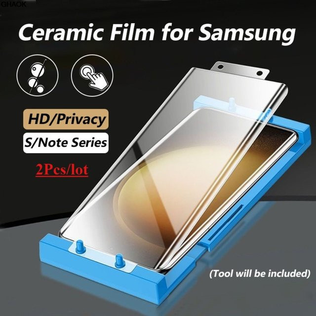 2 Stück Keramik-Softfolie Sichtschutzfolie mit Vollkleber für Samsung Galaxy S25 S26 S24 S23 Ultra S22 S21 S20 Note 10 20 Ultra transparent - Bild 1