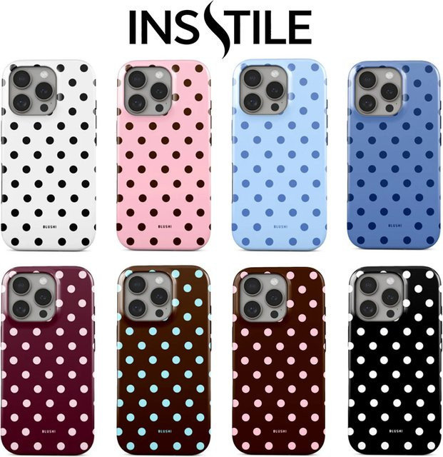 Apple Handyhülle im Retro-Stil mit Polka Dots und glänzender Folie für iPhone 11 bis iPhone 17 Pro Max aus hartem PC - Bild 1
