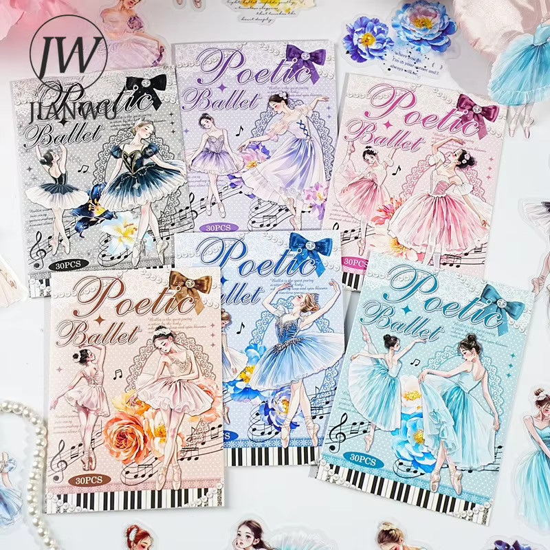 JIANWU Vintage PET-Aufkleber mit Blumen- und Ballett-Tänzerin Motiv für Scrapbooking und Journaling - Bild 1