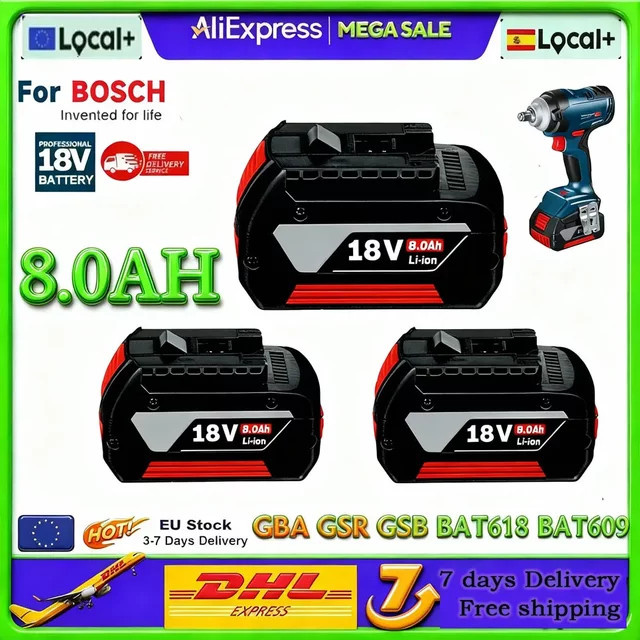 Bosch 18V 8,0Ah Ersatzakku in Schwarz für GBA GSR GSB BAT618 BAT609 BAT620 - Bild 1
