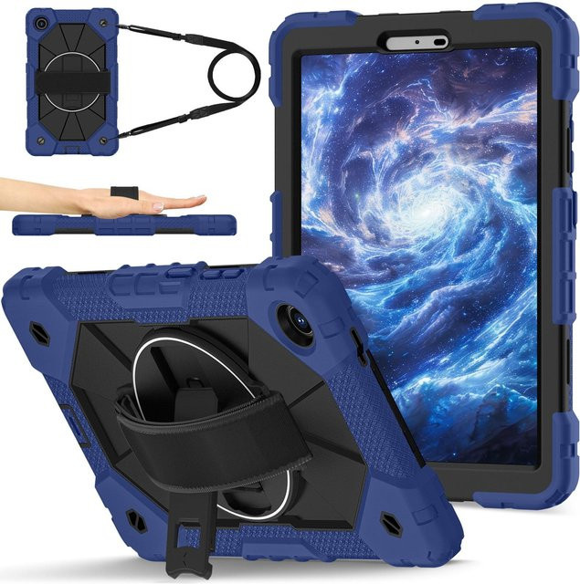 Robuste Schutzhülle mit Rüstung und Tragegurten für Tab One 8,7 Zoll TB305ZU TB305FU K9 in Blau aus PC und Silikon - Bild 1