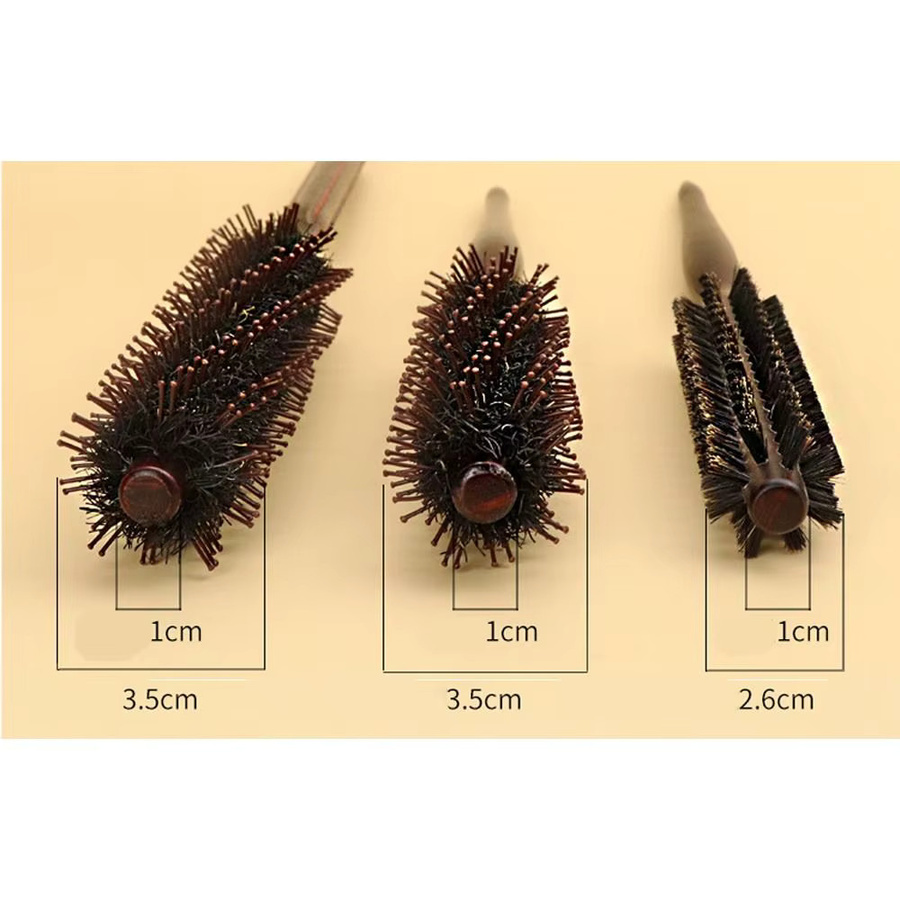 Antistatische kleine runde Haarbürste mit Holzgriff, Unisex - Bild 3