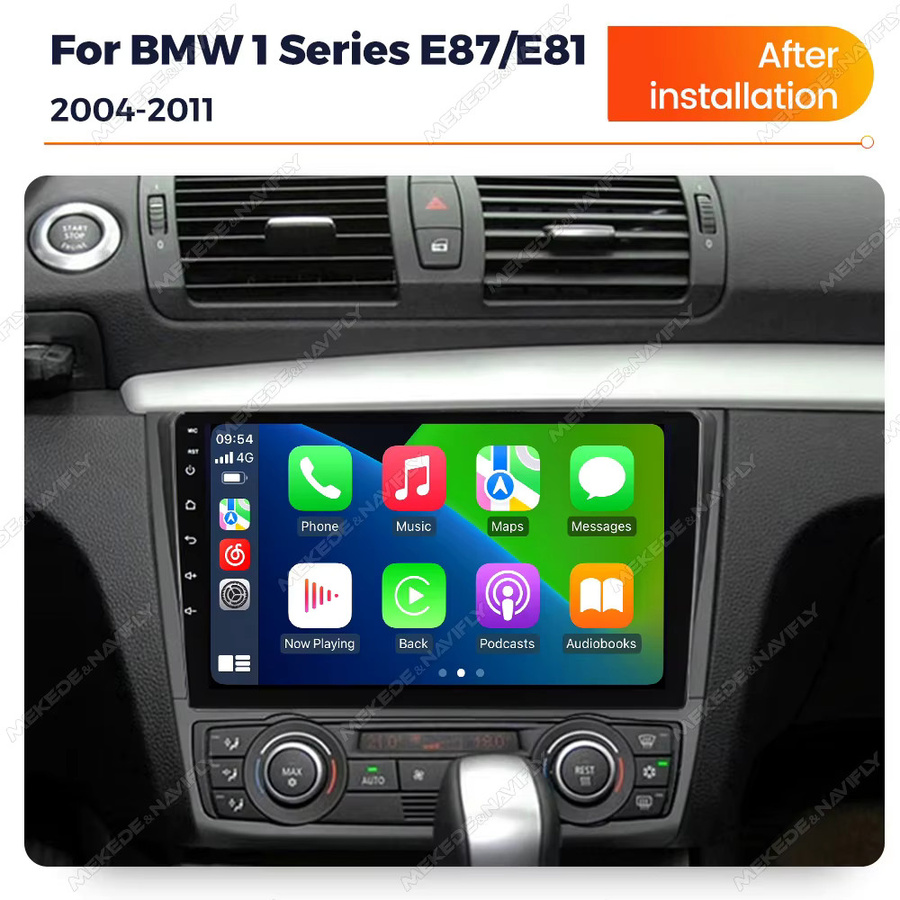 TomoStrong Android 14 Autoradio mit GPS und Drahtlosem CarPlay für BMW 1er Serie E81 E82 E87 E88 (2004 - 2012), 2GB RAM, 32GB Speicher, Schwarz - Bild 2