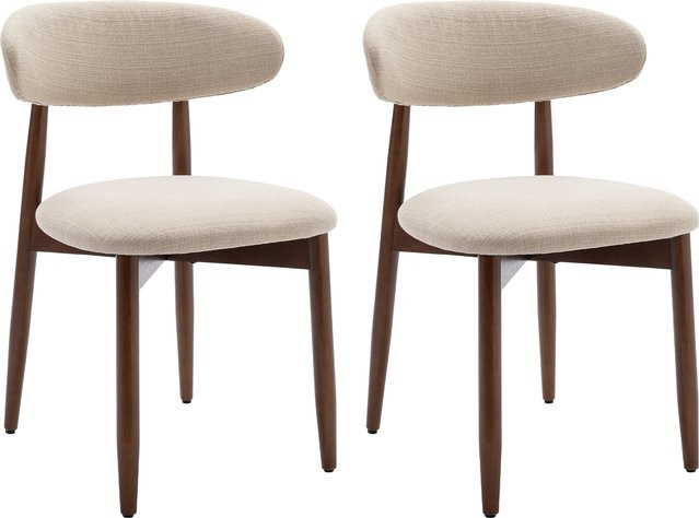 Smartue Set aus 2 Esszimmerstühlen im skandinavischen Stil, moderne minimalistische Polsterstühle mit Holzbeinen, Farbe: Beige - Bild 1