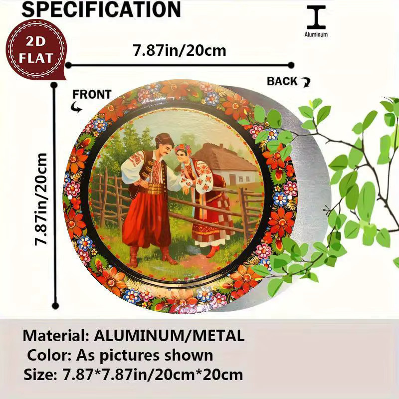 Potdemiel Vintage Metallwandkunstschild Ukrainisches traditionelles Kostüm aus Aluminium, Breite: 20 cm, Höhe: 20 cm, Tiefe: 20 cm - Bild 4