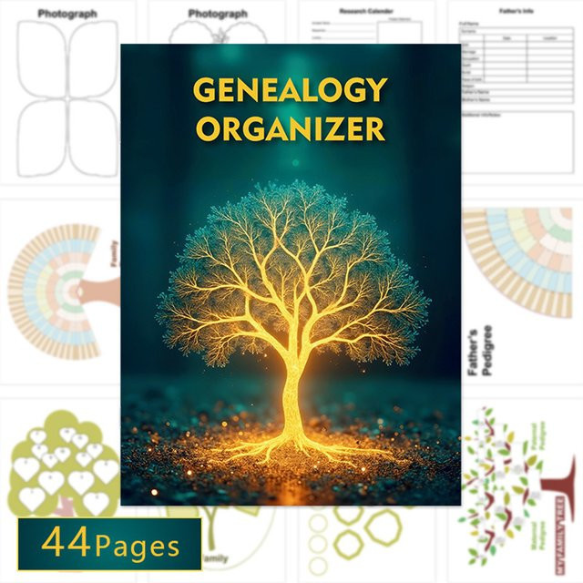 Genealogie Organizer Stammbaumbuch in A4 mit strukturiertem Layout für dein Multi-Generation-Tracking in Multicolor - Bild 1