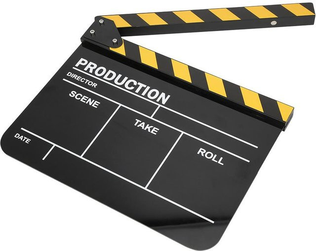 ZuiyouPet1 Profi Acryl Klapptafel Regisseurklappe für Film und Fotografie, B: 30 cm, H: 25 cm, Schwarz-Weiß-Gelb - Bild 1