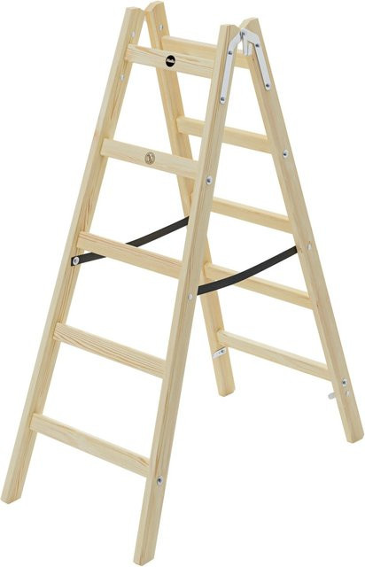Hailo Holz-Doppelsprossenleiter StandardLine 2 x 5 Sprossen in Braun - Bild 1
