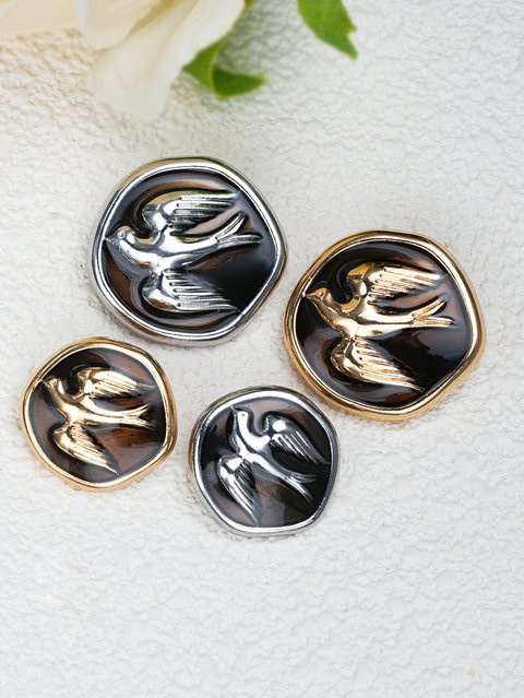 10 Stück Vintage Muster Knöpfe mit Gold Schaft für Kleidung und DIY Nähen, Durchmesser: 18 mm und 23 mm - Bild 1