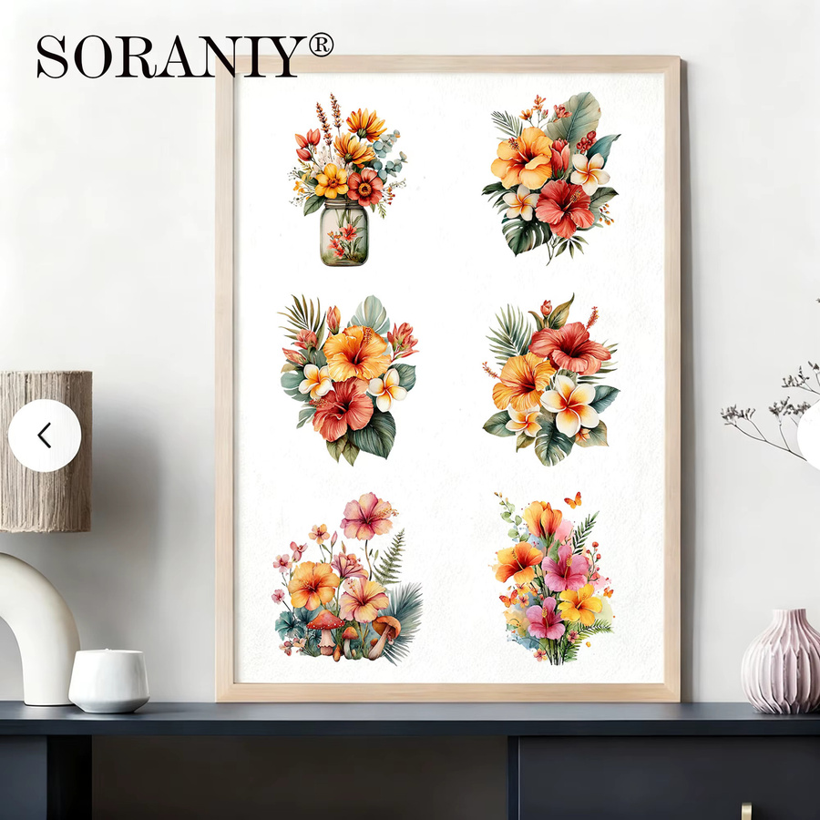 24-teiliges UV-DTF-Transferpapier-Set mit Sommerblumen-Motiven in Multicolour für 16oz Wasserflaschen - Bild 5