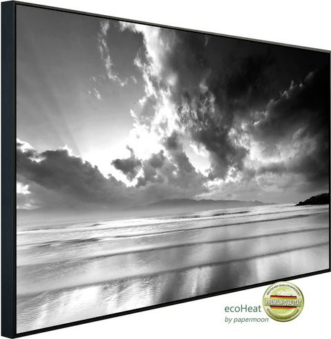 papermoon EcoHeat Infrarotheizung Himmel und Meer in Schwarz und Weiss mit Matt-Effekt und App-Steuerung - Bild 1
