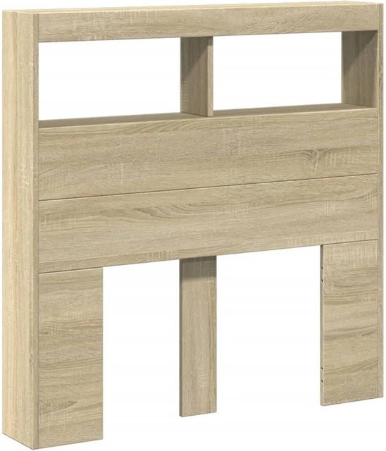 vidaXL LED-Kopfteil mit Ablage und USB-Anschluss in Sonoma-Eiche, B/T/H: 100 x 17 x 102 cm - Bild 1